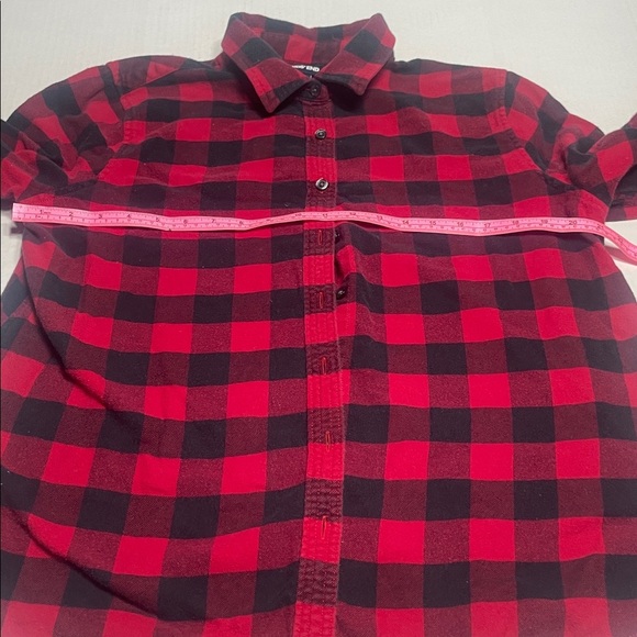 Lands End Women’s Red Black Plaid Flannel Button Down Shirt Size 16P - Picture 5 of 8
